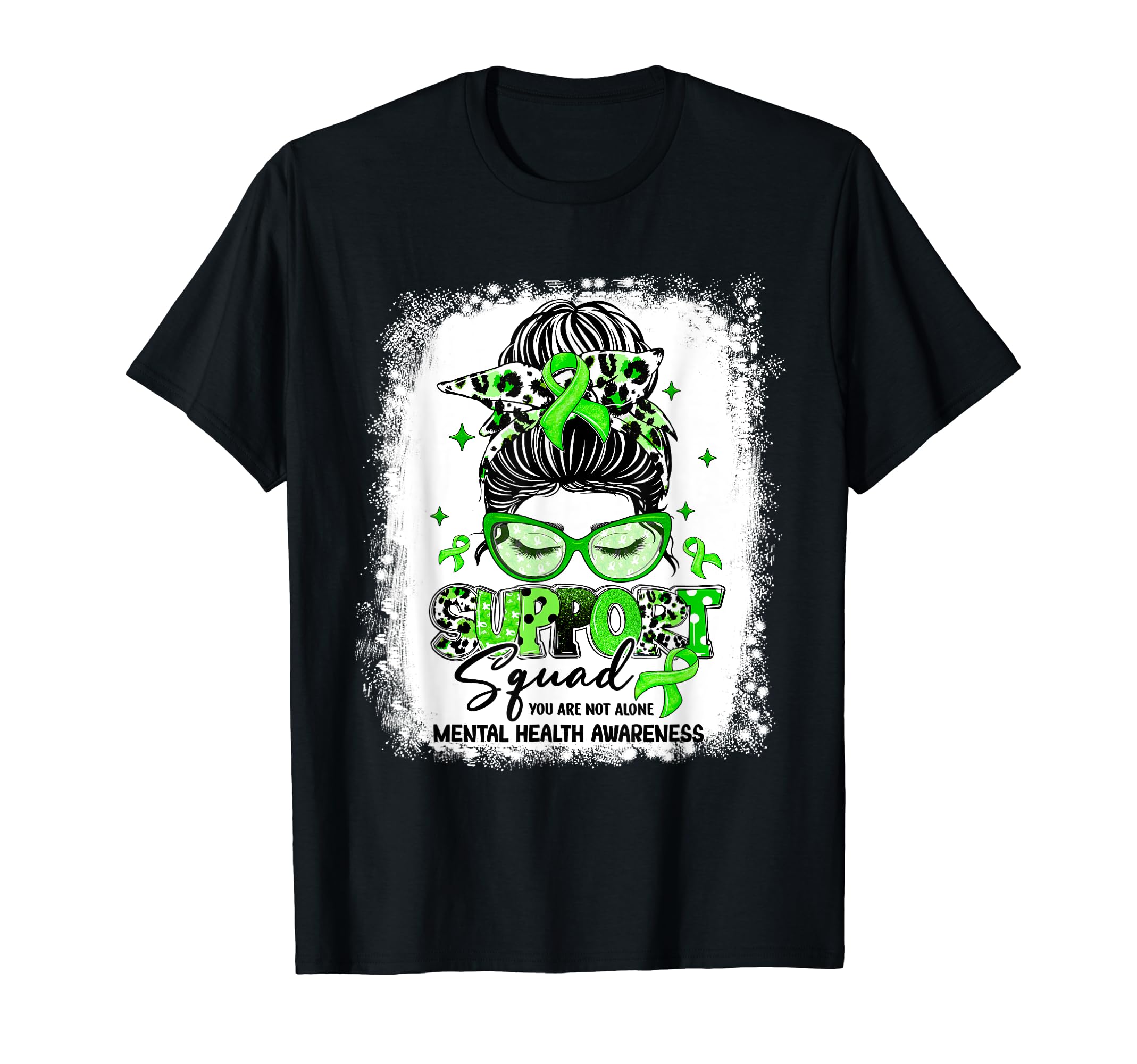 Warrior Leopard Messy Bun Mental Health T-Shirt - Unique Graphic Men Women - T-Shirt, Sweatshirt, Hoodie