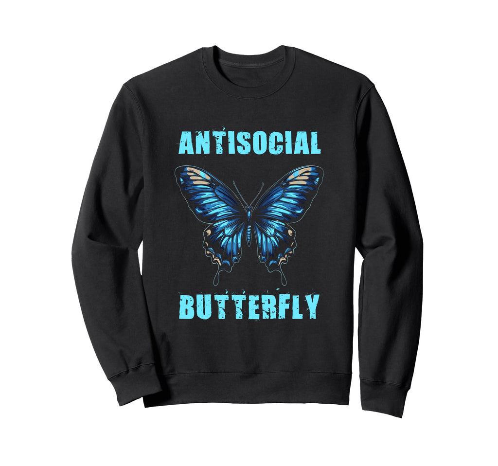 Antisocial Butterfly Gift Sweatshirt - Minimalist Print Men Women - T-Shirt, Sweatshirt, Hoodie