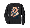 Book Nerd Cartoon Reader Stack Sweatshirt - Casual Everyday Wear Men Women - T-Shirt, Sweatshirt, Hoodie
