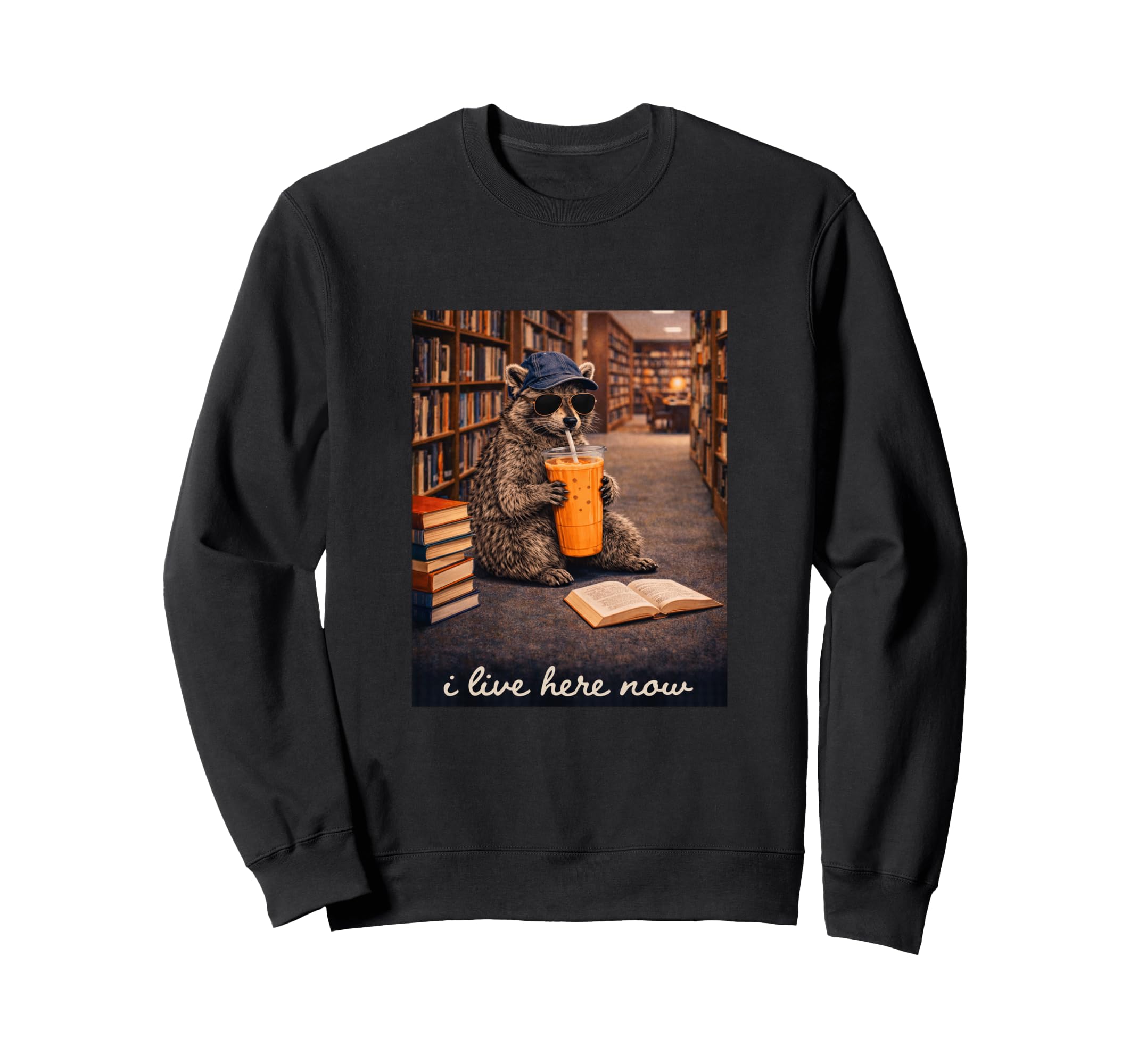 Funny Raccoon American Library Sweatshirt - Streetwear Style Men Women - T-Shirt, Sweatshirt, Hoodie