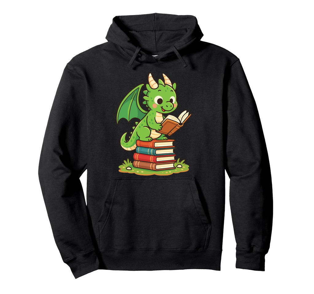 Book Dragon Reading Literature Hoodie - Minimalist Print for Adults - T-Shirt, Sweatshirt, Hoodie