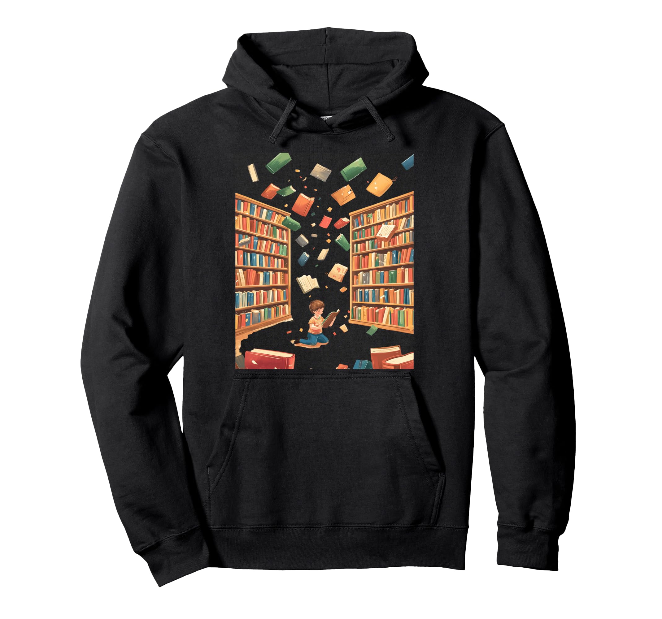 Whimsical Reading Child Surrounded Hoodie - Fun Novelty Design Men Women - T-Shirt, Sweatshirt, Hoodie