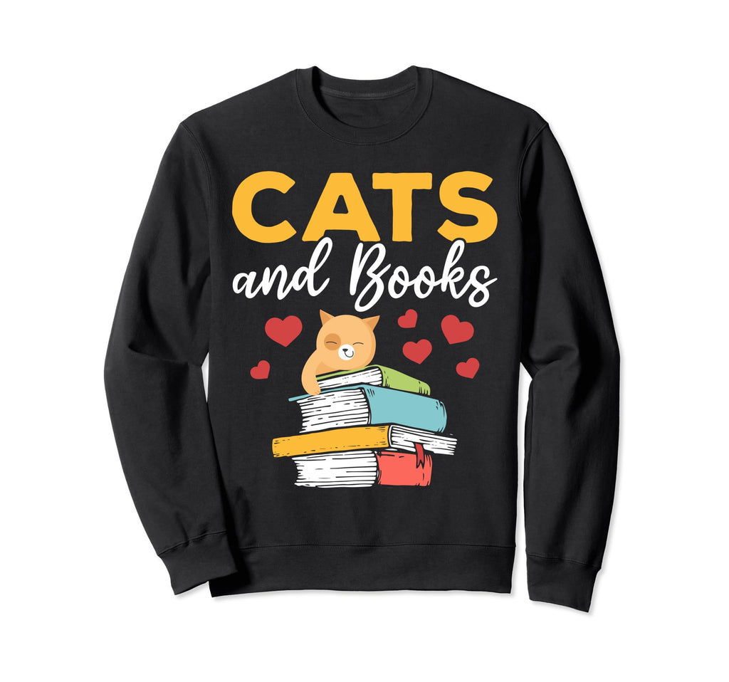 Cats And Books Literature Designs T-Shirt - Unique Graphic Men Women - T-Shirt, Sweatshirt, Hoodie
