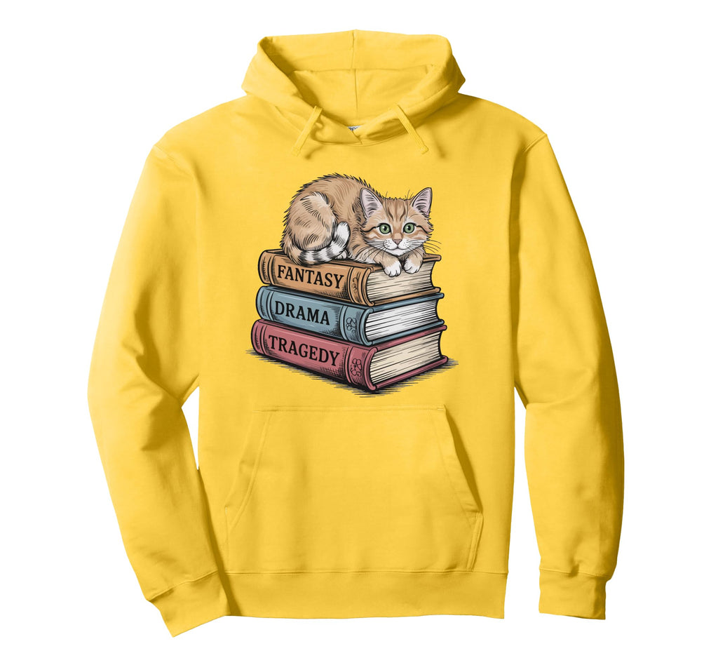 Fantasy Drama Tragedy Cat Book Lover Hoodie - Streetwear Style Men Women - T-Shirt, Sweatshirt, Hoodie