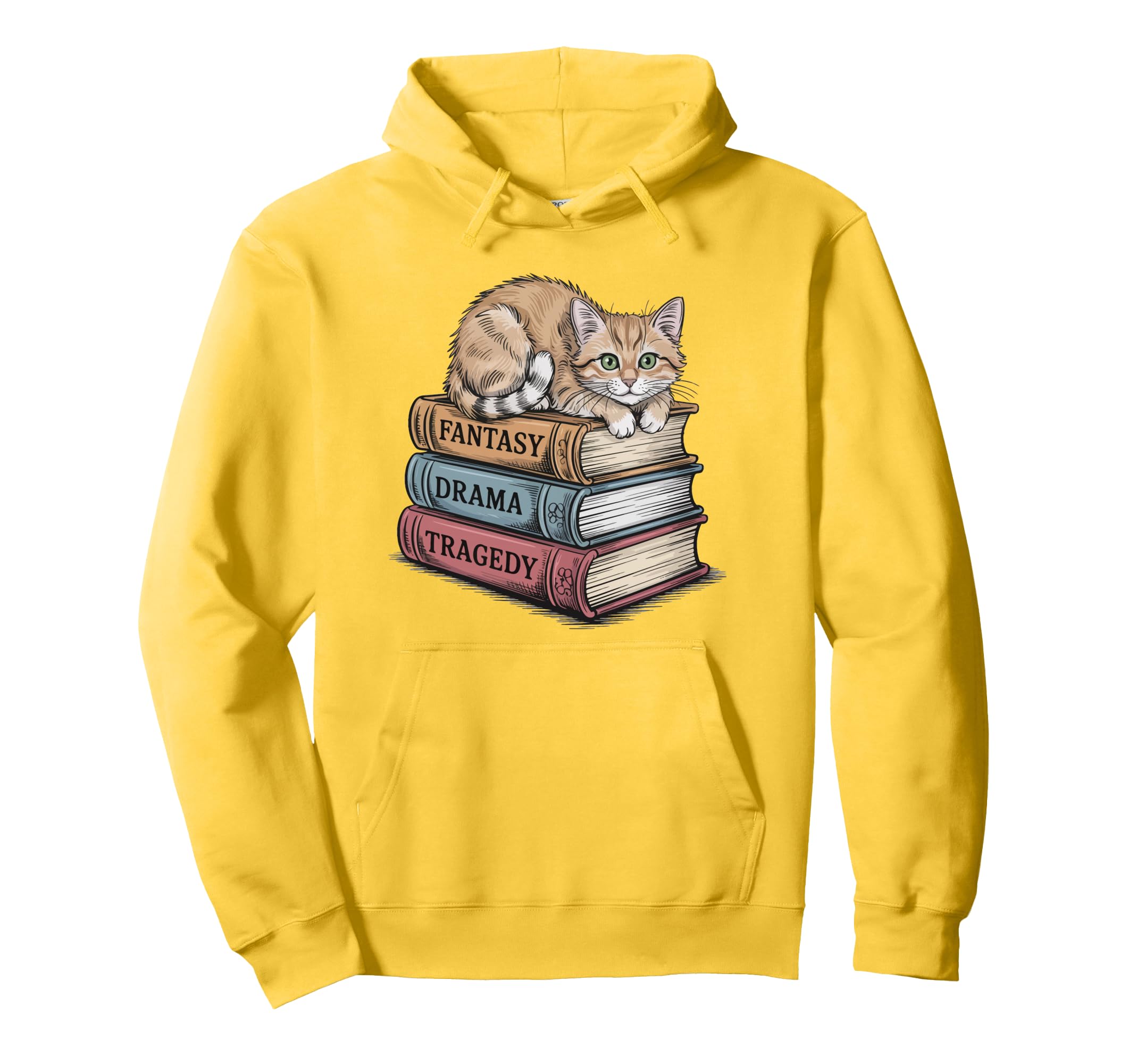 Fantasy Drama Tragedy Cat Book Lover Hoodie - Streetwear Style Men Women - T-Shirt, Sweatshirt, Hoodie