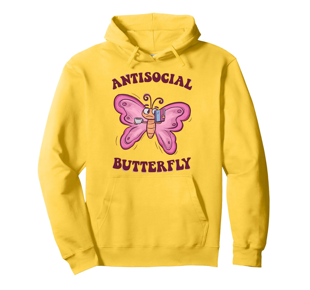 Groovy Anti Social Butterfly Ironic Funny Hoodie - Trendy Graphic Men Women - T-Shirt, Sweatshirt, Hoodie