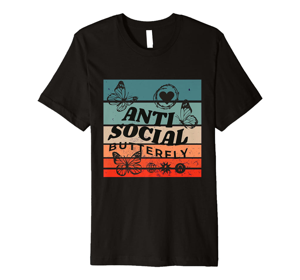 Anti Social Butterfly Barbed Wire T-Shirt - Minimalist Print for Adults - T-Shirt, Sweatshirt, Hoodie