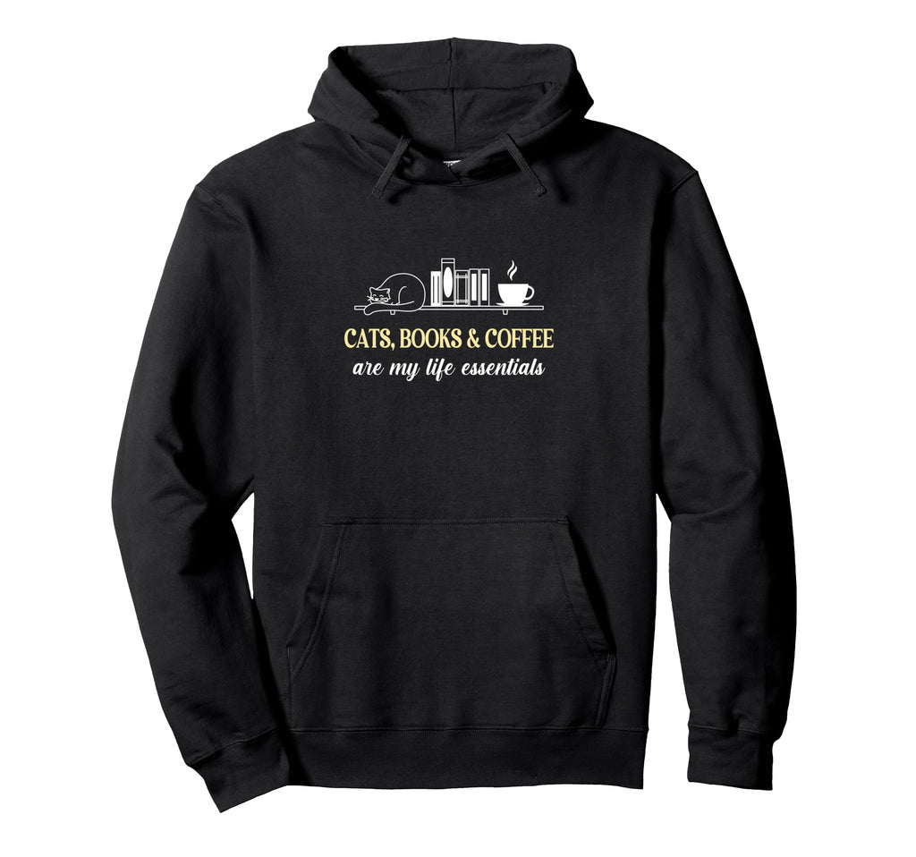 Cats Books And Coffee Are My Life Hoodie - Aesthetic Graphic Unisex - T-Shirt, Sweatshirt, Hoodie
