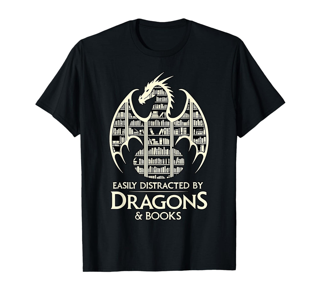 Easily Distracted Dragons And Books T-Shirt - Novelty Apparel Unisex - T-Shirt, Sweatshirt, Hoodie