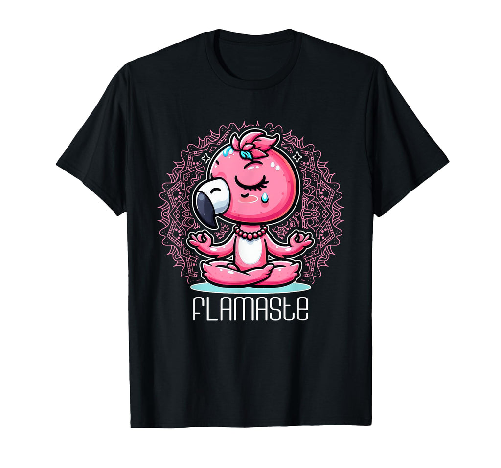 Flamaste Funny Flamingo Yoga Meditation T-Shirt - Minimalist Print Unisex - T-Shirt, Sweatshirt, Hoodie