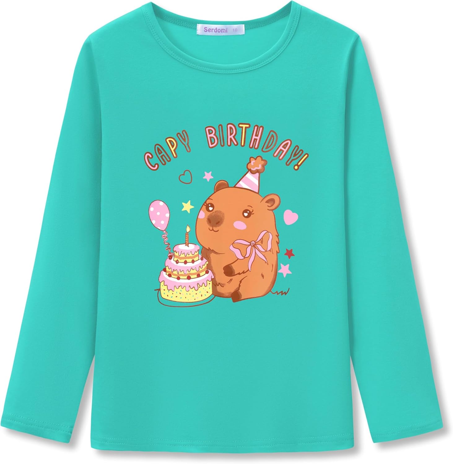 Girls Long Sleeve T-Shirt - Soft Tops Pink Cute Cat Graphic Tee Size 6-14 Unisex T-shirt, Sweatshirt, Hoodie, Long Sleeve Tee - T-Shirt, Sweatshirt, Hoodie