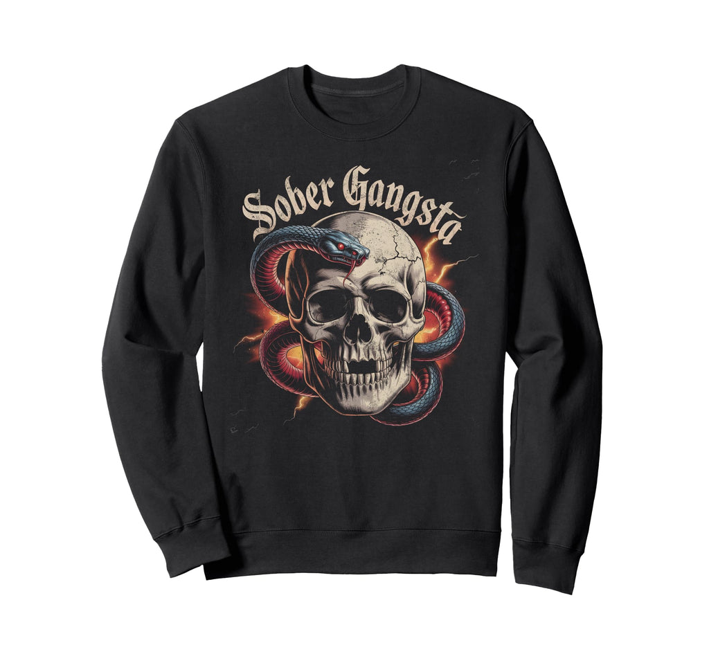 Sober Gangsta Sobriety Gangster Sweatshirt - Aesthetic Graphic Men Women - T-Shirt, Sweatshirt, Hoodie