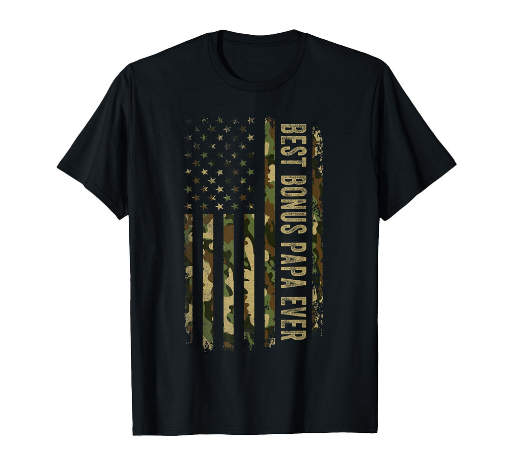 Best Bonus Papa Ever American Usa Flag T-Shirt - Fun Novelty Design Unisex - T-Shirt, Sweatshirt, Hoodie