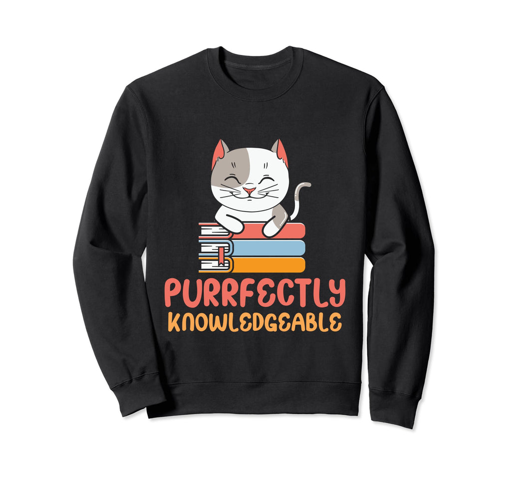 Book Lover Nerd Librarian Cat Sweatshirt - Fun Novelty Design Men Women - T-Shirt, Sweatshirt, Hoodie