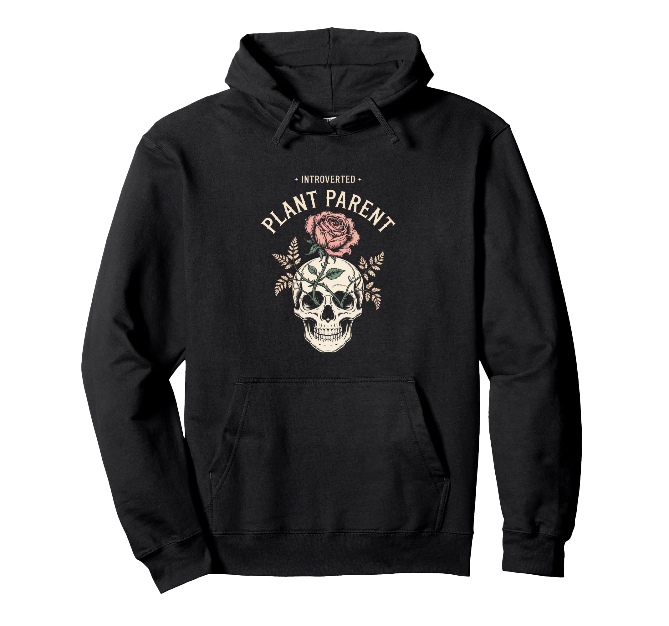 Introverted Plant Goth Rose Gothic Hoodie - Minimalist Print Unisex - T-Shirt, Sweatshirt, Hoodie