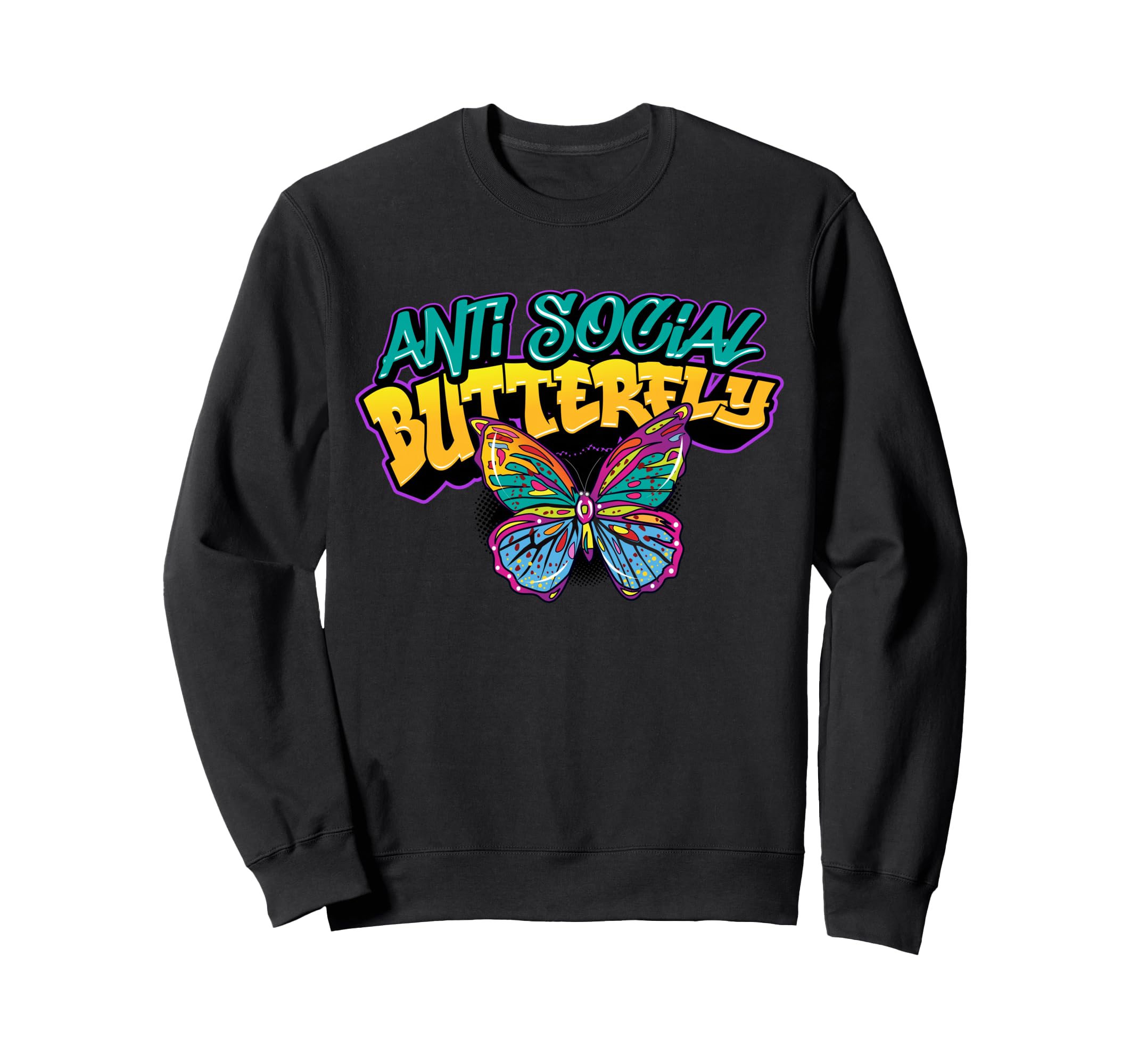 Antisocial Butterfly Introvert Sweatshirt - Trendy Graphic Unisex - T-Shirt, Sweatshirt, Hoodie