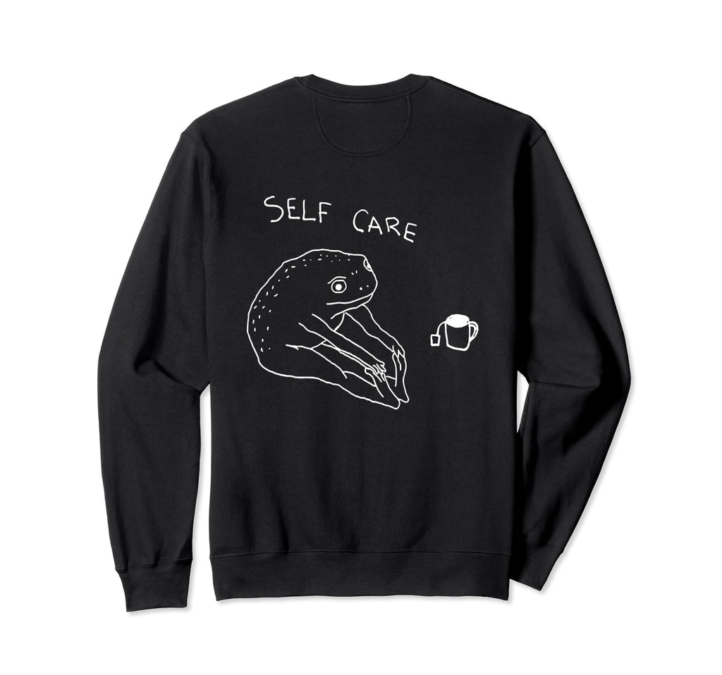 Self Care Frog Drinking Tea Sweatshirt - Custom Art Print Unisex - T-Shirt, Sweatshirt, Hoodie