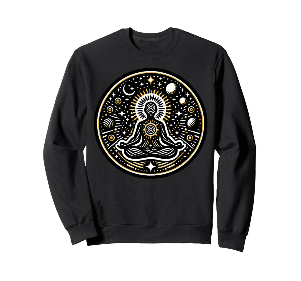 Meditative Figure Within Cosmic Sweatshirt - Fun Novelty Design Men Women - T-Shirt, Sweatshirt, Hoodie