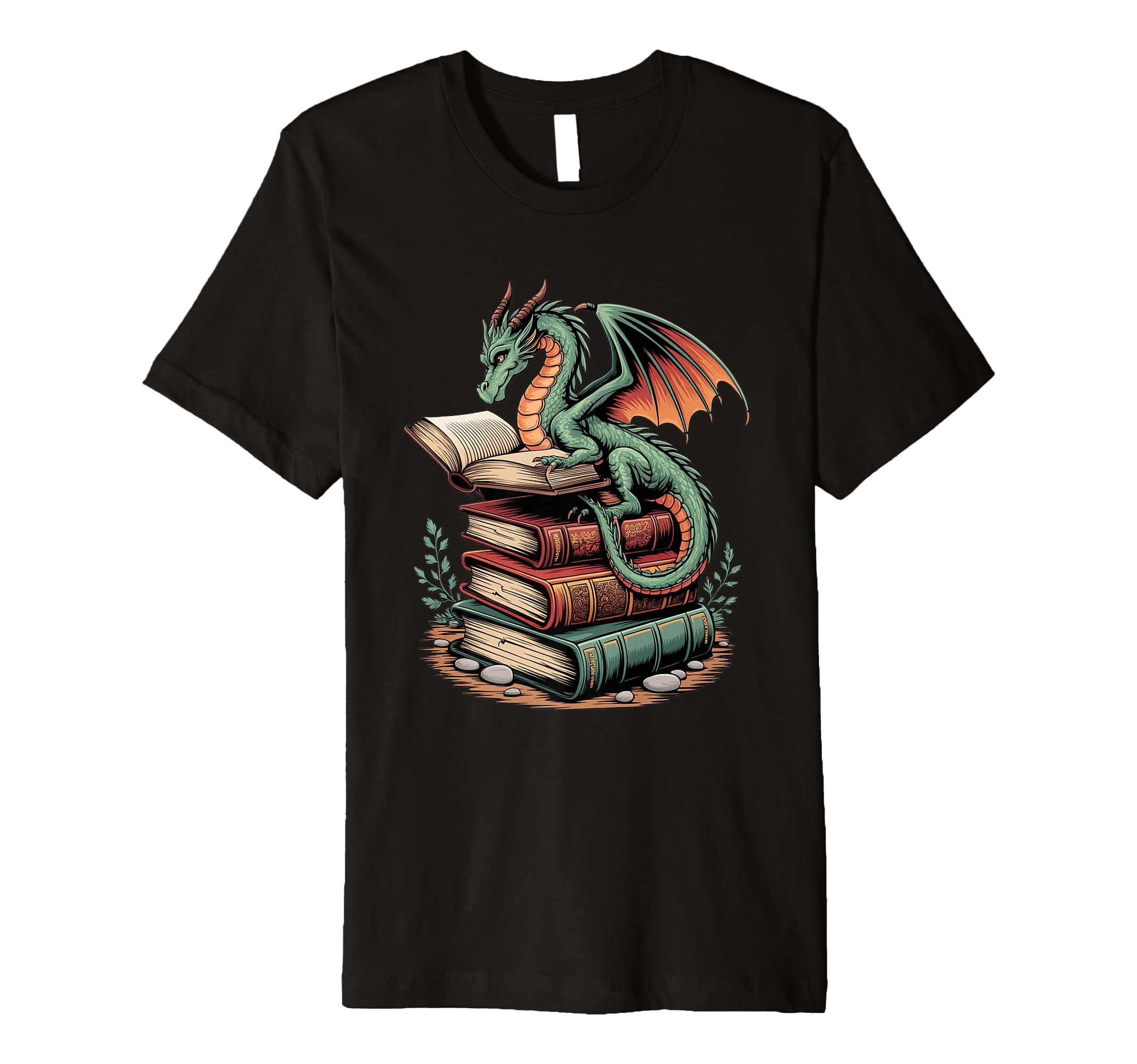 Dragon Perched Books Fantasy T-Shirt - Casual Everyday Wear for Adults - T-Shirt, Sweatshirt, Hoodie