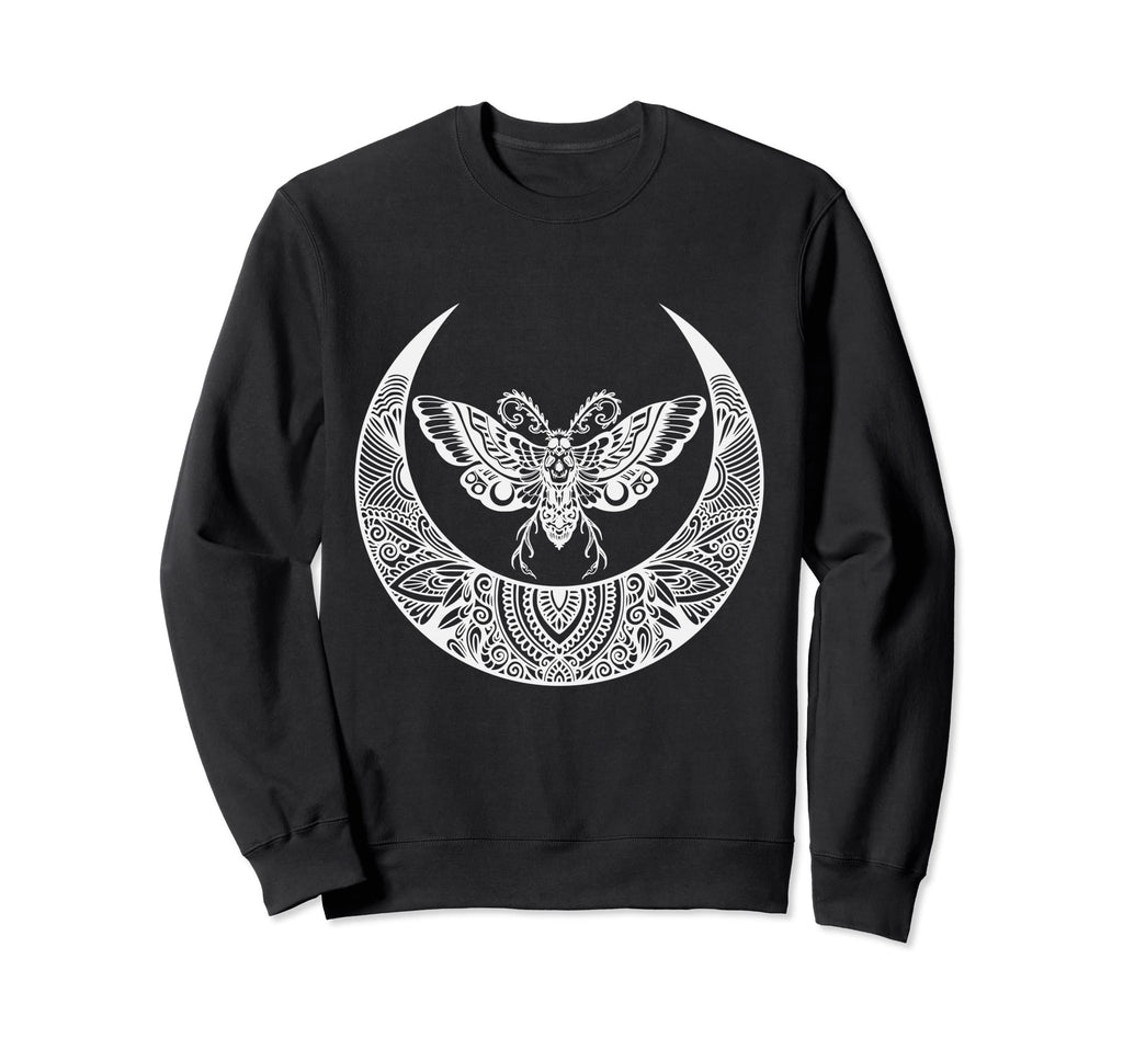 Crescent Moon Moth Goth Horror Sweatshirt - Casual Everyday Wear Men Women - T-Shirt, Sweatshirt, Hoodie