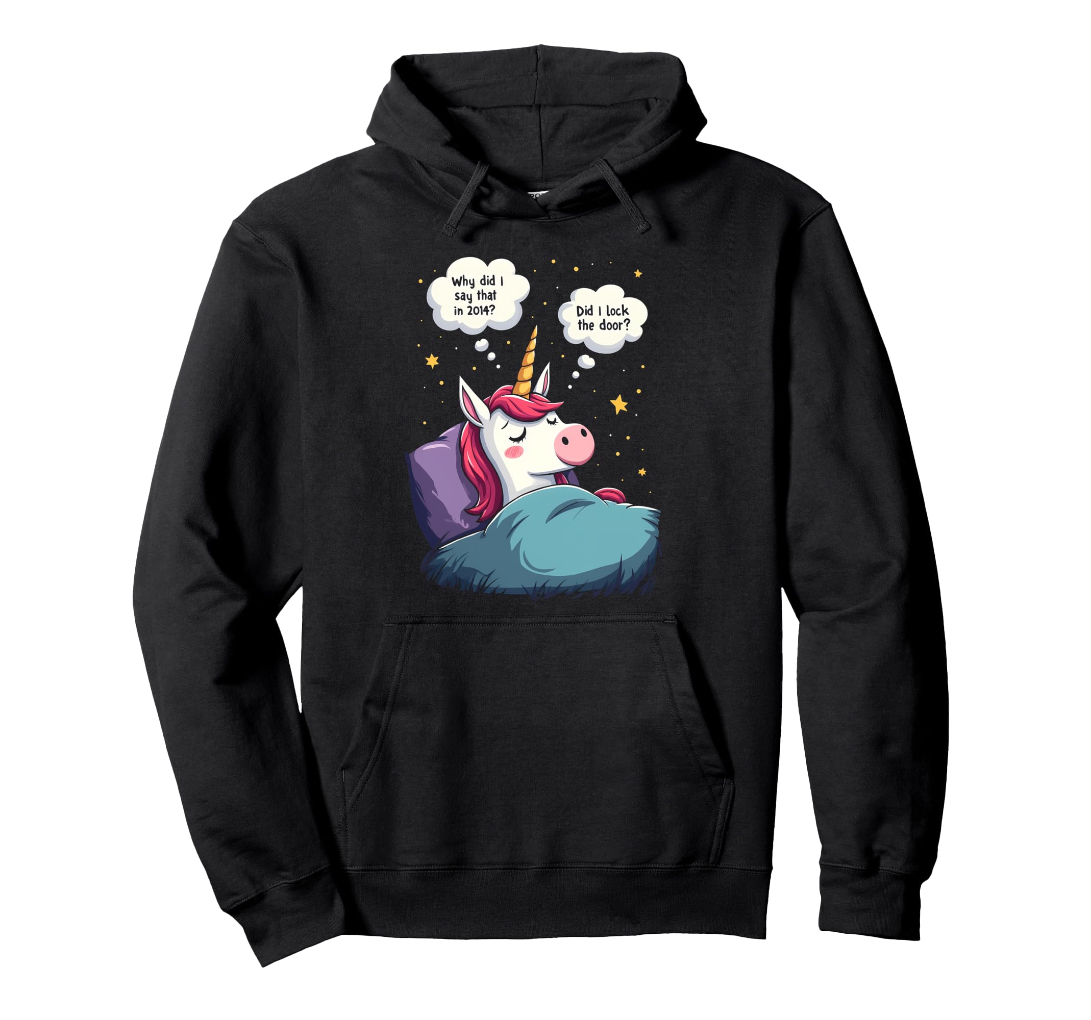 Unicorn Overthinking Funny Sleep Hoodie - Fun Novelty Design for Adults - T-Shirt, Sweatshirt, Hoodie