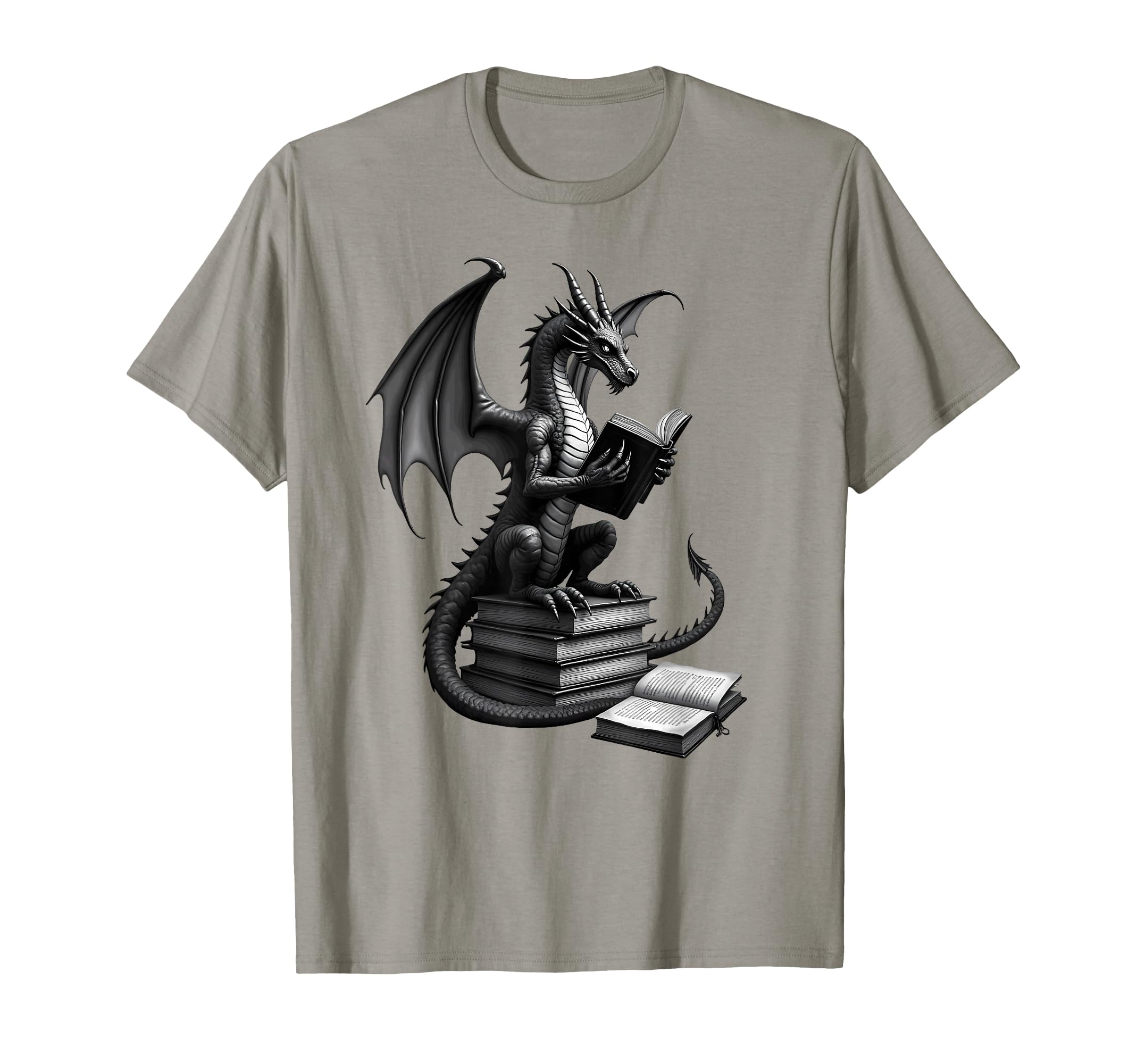 Fantasy Book Reader Dragon Reading Books T-Shirt - Trendy Graphic Unisex - T-Shirt, Sweatshirt, Hoodie