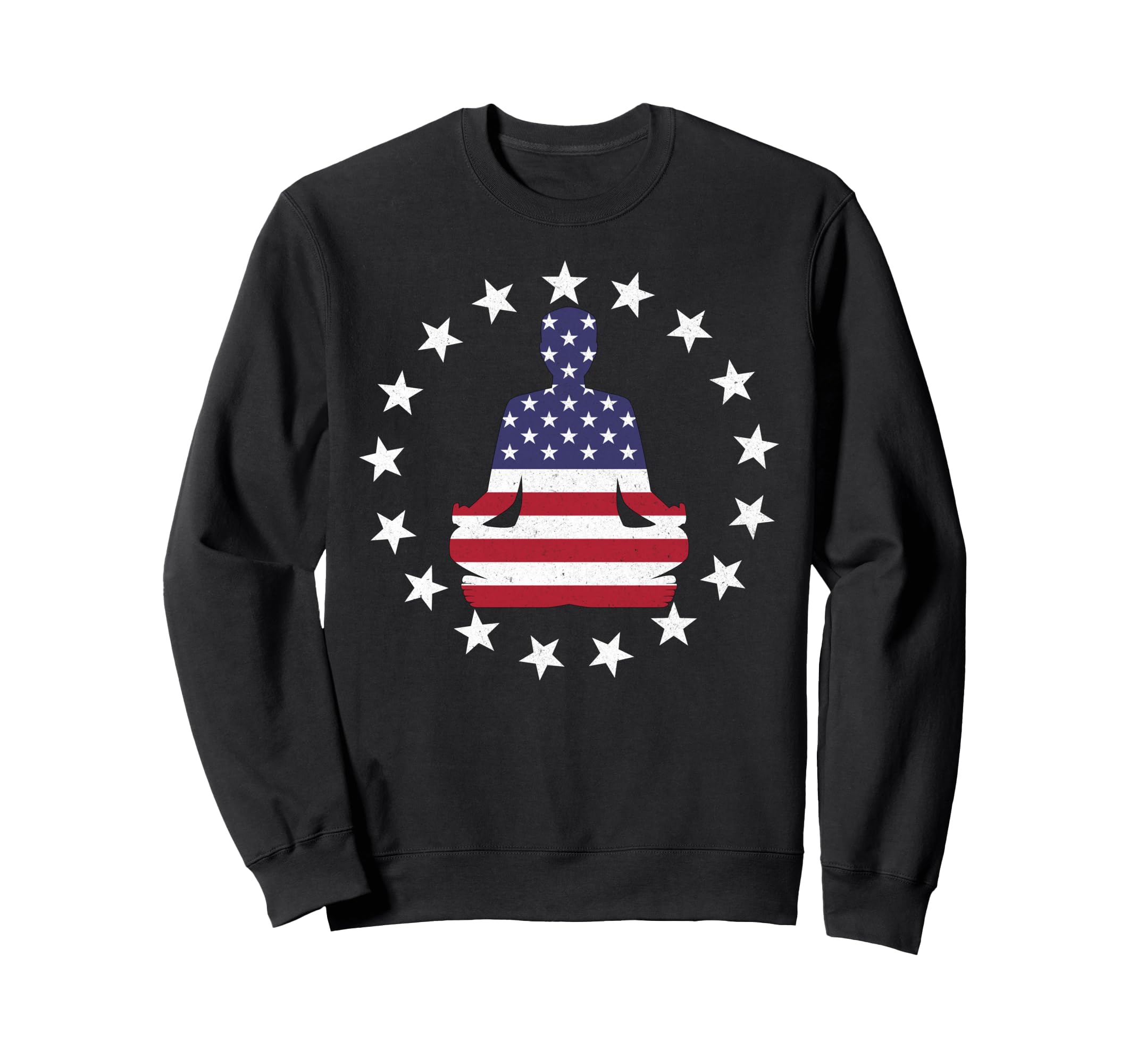 Patriotic Yoga Pose American Flag Sweatshirt - Custom Art Print for Adults - T-Shirt, Sweatshirt, Hoodie