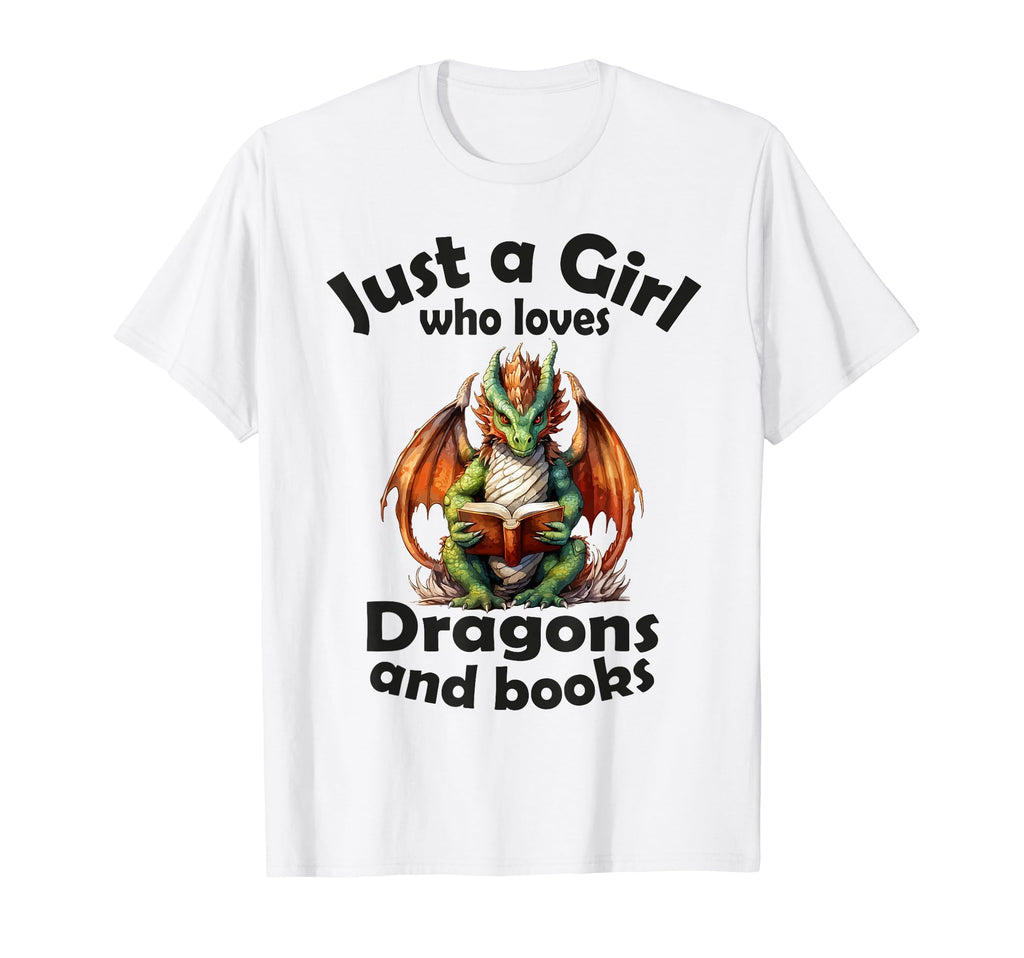 Just Who Loves Dragons And Books T-Shirt - Unique Graphic for Adults - T-Shirt, Sweatshirt, Hoodie