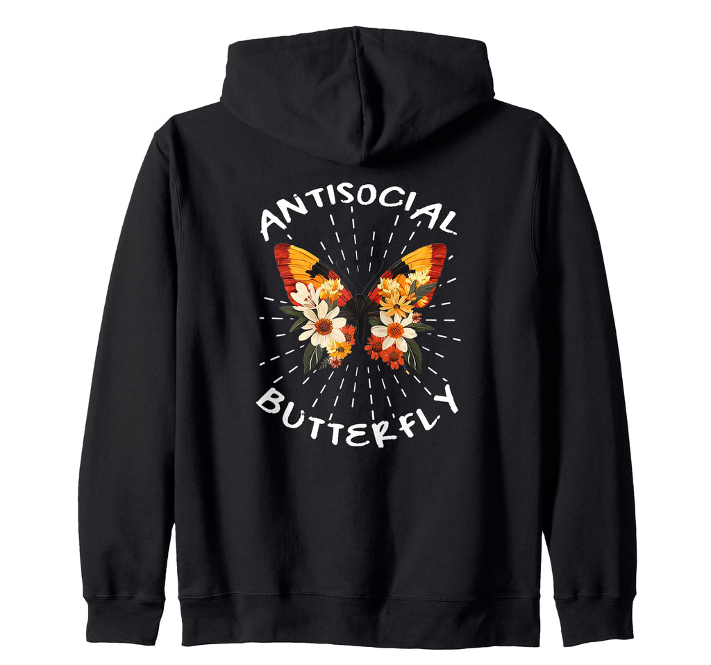 Antisocial Butterfly Gift Hoodie - Custom Art Print Unisex - T-Shirt, Sweatshirt, Hoodie
