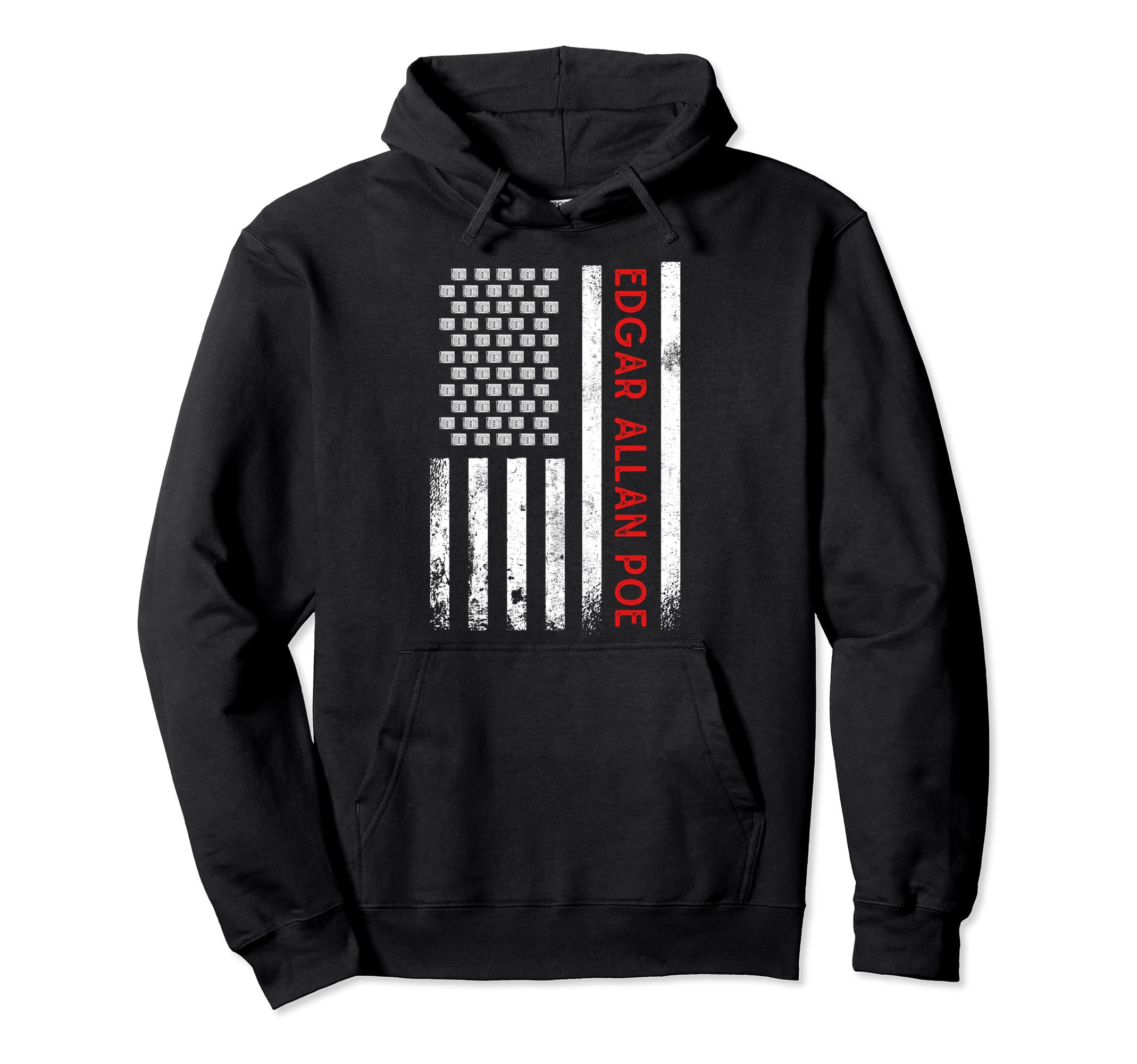 Edgar Allan Poe Us Flag Literature Us Hoodie - Minimalist Print for Adults - T-Shirt, Sweatshirt, Hoodie
