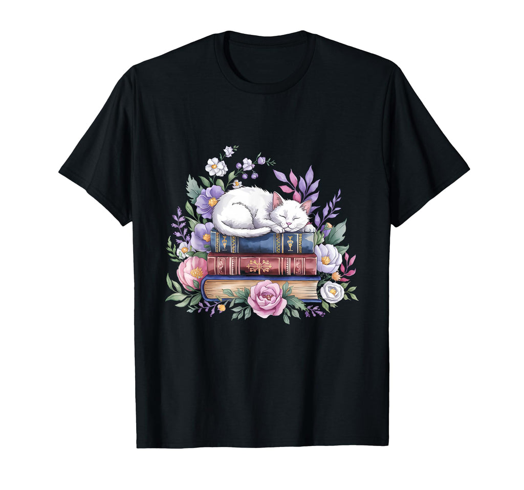 Books Cats Lover Reading Librarian T-Shirt - Fun Novelty Design for Adults - T-Shirt, Sweatshirt, Hoodie