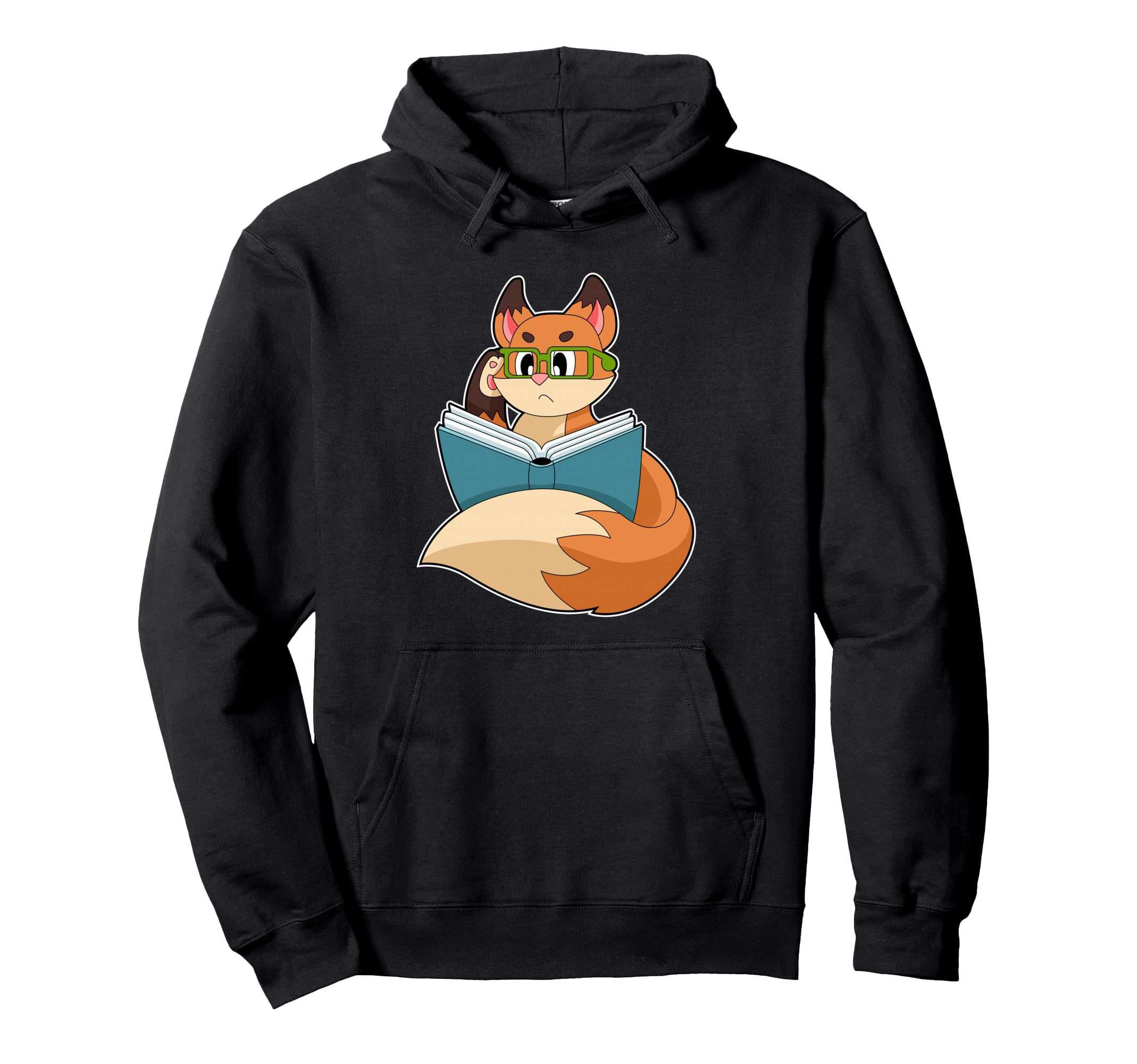 Fox Nerd Book Glasses Hoodie - Aesthetic Graphic for Adults - T-Shirt, Sweatshirt, Hoodie