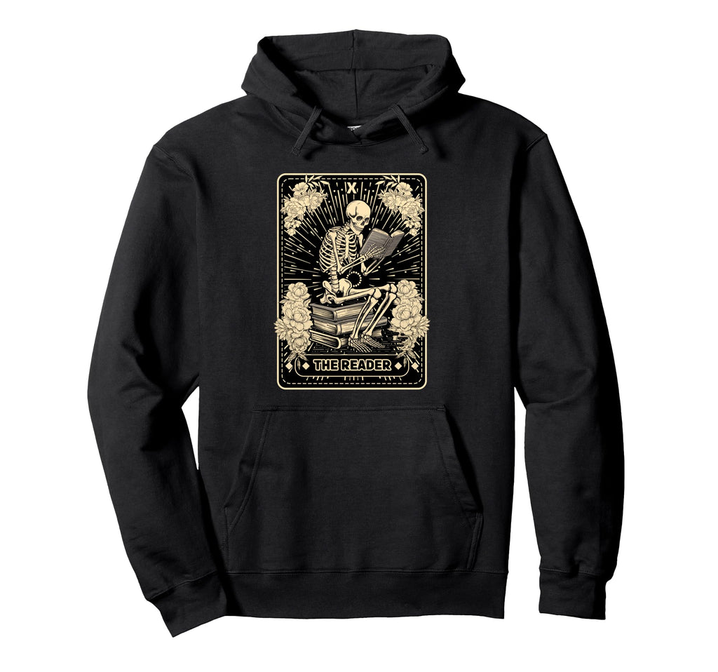 Reader Skeleton Tarot Card Book Reading Hoodie - Novelty Apparel Men Women - T-Shirt, Sweatshirt, Hoodie