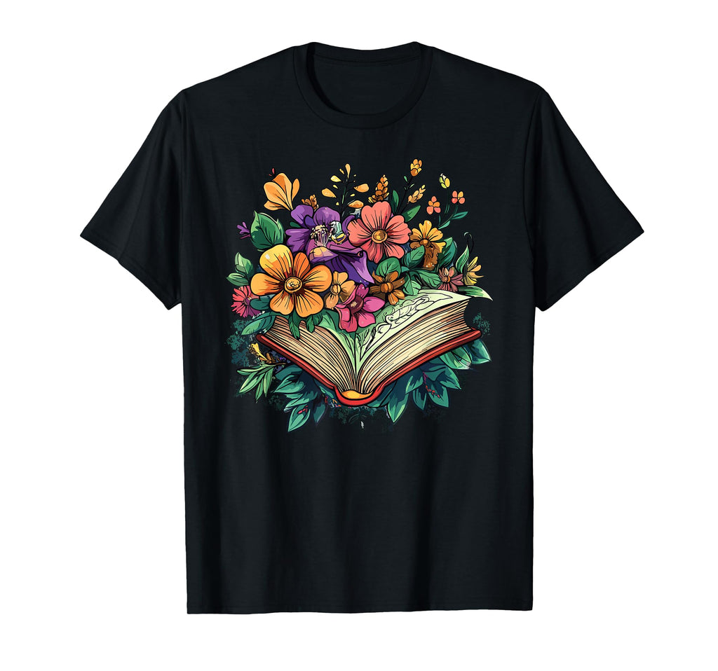 Open Book Blooming Flowers Magical T-Shirt - Aesthetic Graphic for Adults - T-Shirt, Sweatshirt, Hoodie