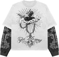 Goth Shirt Gothic Shirt Fake Two-Piece Alternative Clothing Goth Long Sleeve Top Grunge Clothes - T-Shirt, Sweatshirt, Hoodie