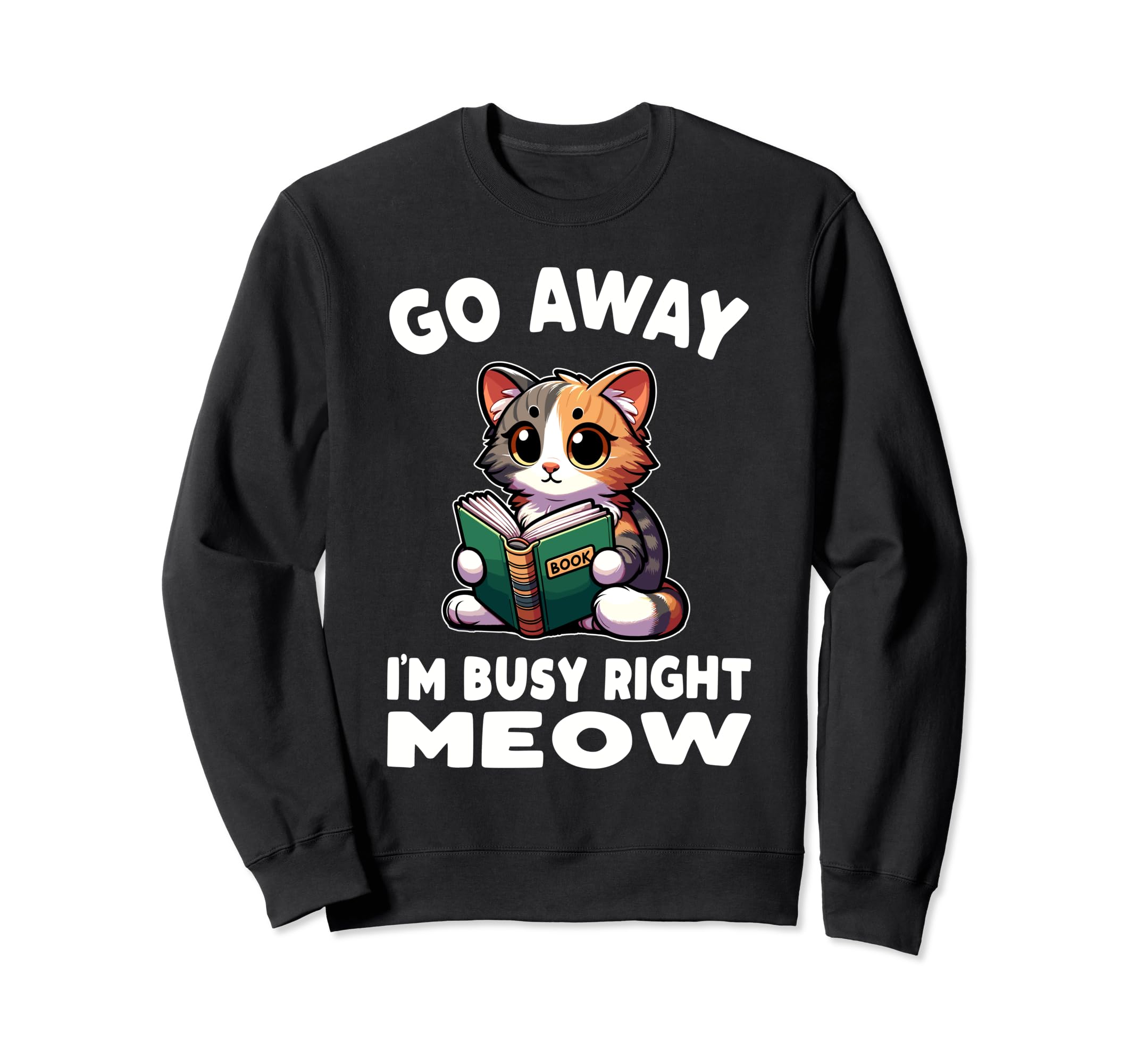 Reading Book Cat Library Sweatshirt - Casual Everyday Wear Men Women - T-Shirt, Sweatshirt, Hoodie