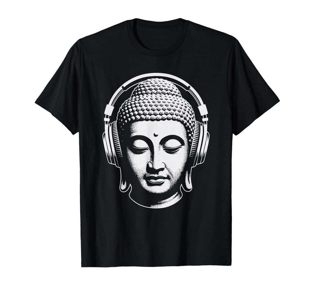 Buddha Headphones Mindfulness Music T-Shirt - Custom Art Print Men Women - T-Shirt, Sweatshirt, Hoodie
