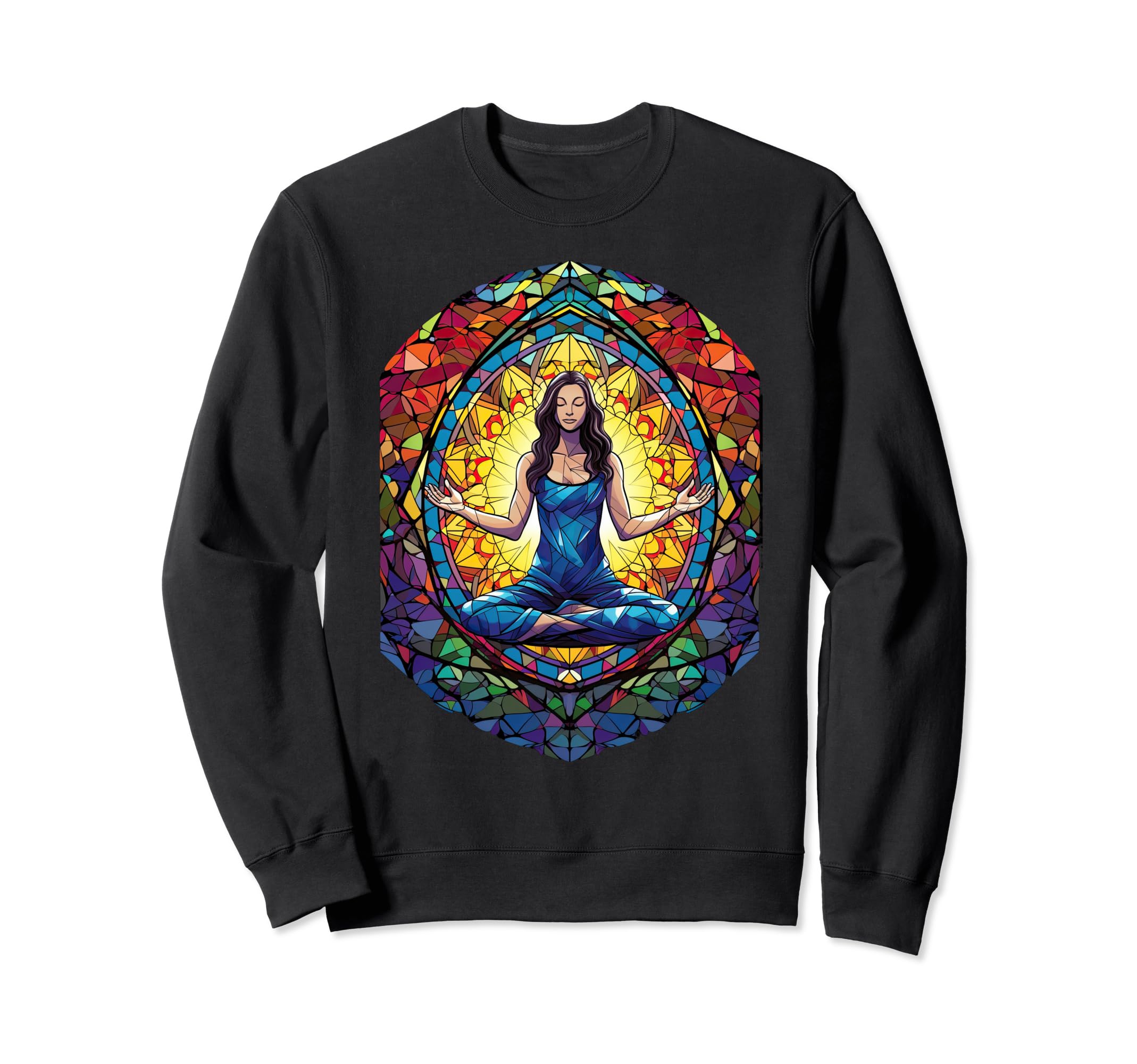 Stained Glass Namaste Spiritual Yoga Sweatshirt - Unique Graphic Men Women - T-Shirt, Sweatshirt, Hoodie