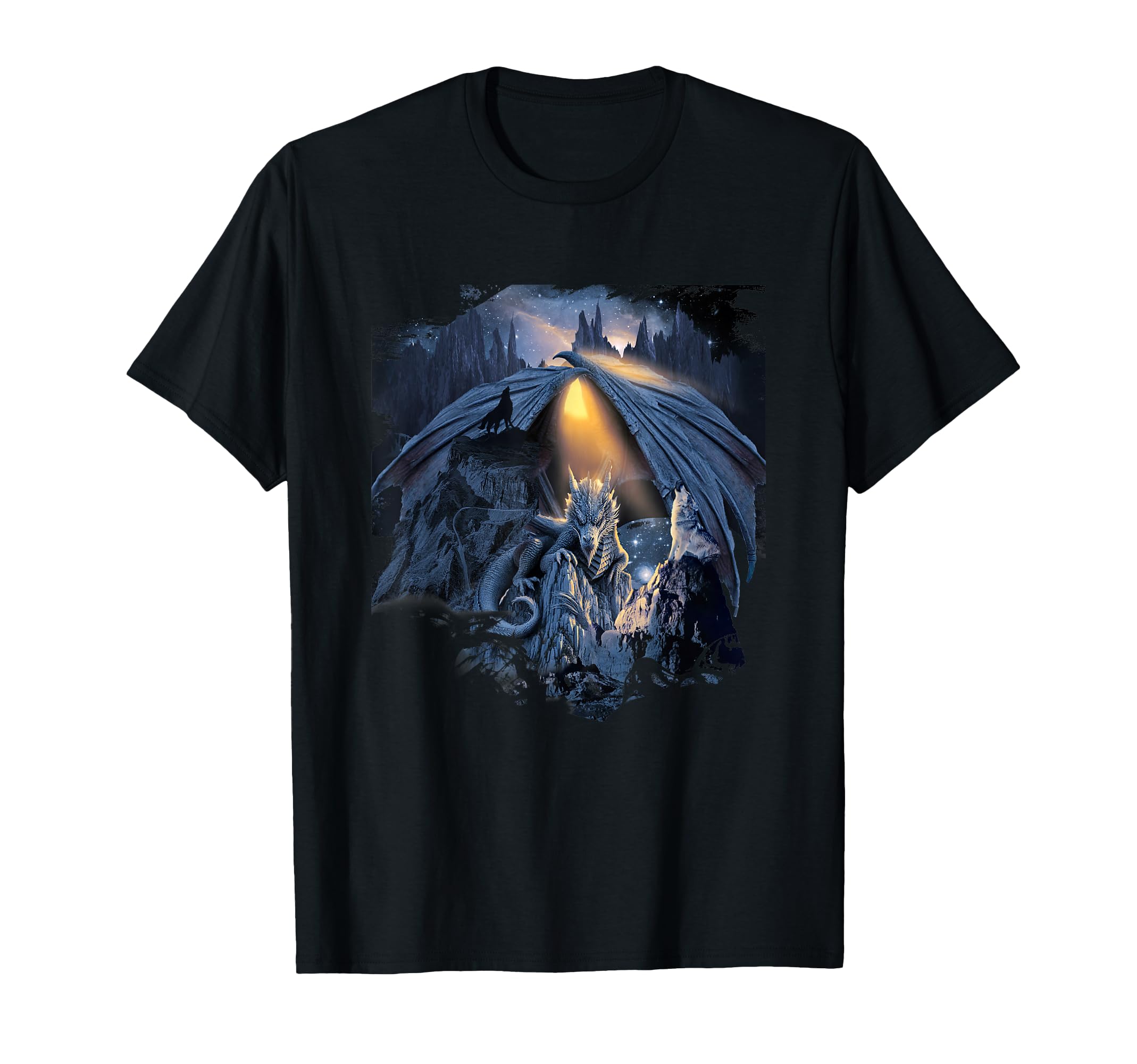 Random Galaxy Dragon And Wolf T-Shirt - Minimalist Print for Adults - T-Shirt, Sweatshirt, Hoodie
