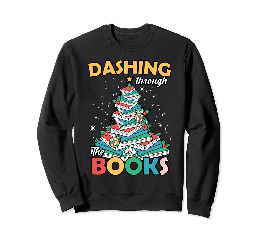 Bibliophile Dashing Through Books Sweatshirt - Graphic Print Unisex - T-Shirt, Sweatshirt, Hoodie