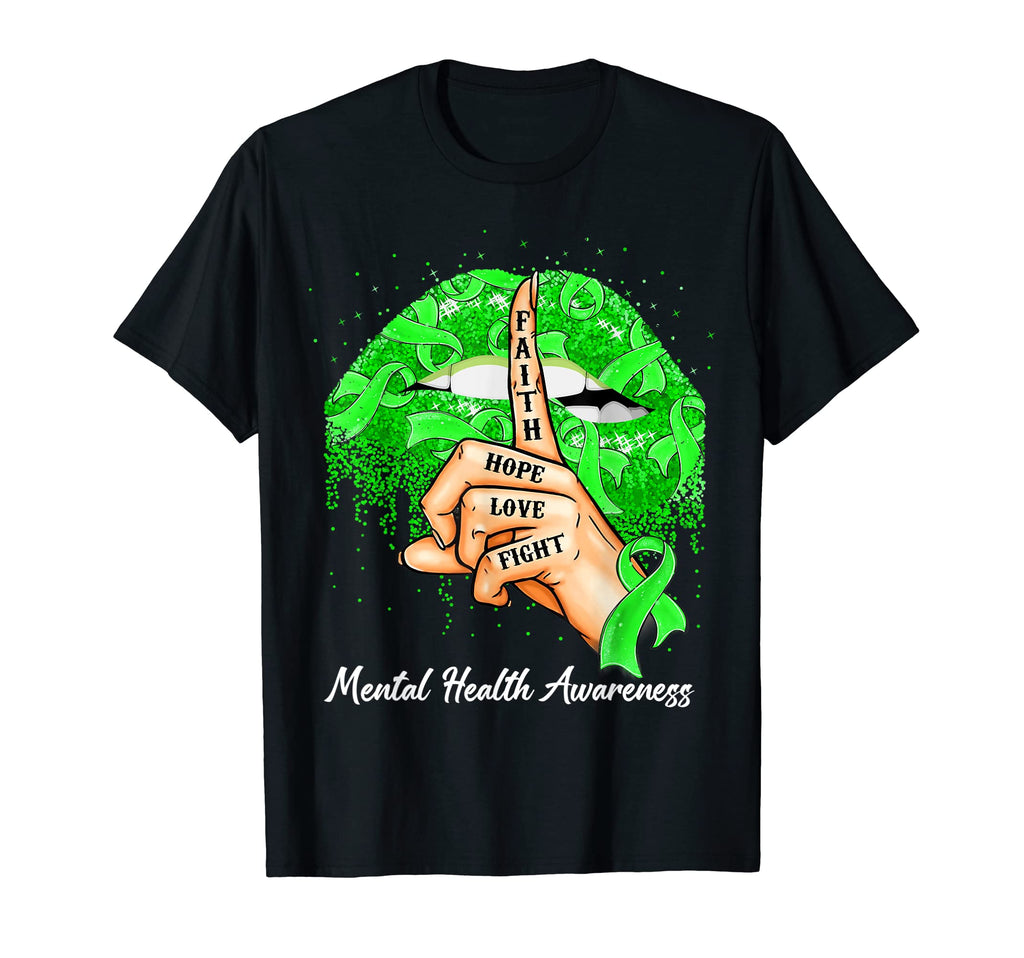 Faith Hope Love Fight Green Ribbon T-Shirt - Aesthetic Graphic Unisex - T-Shirt, Sweatshirt, Hoodie