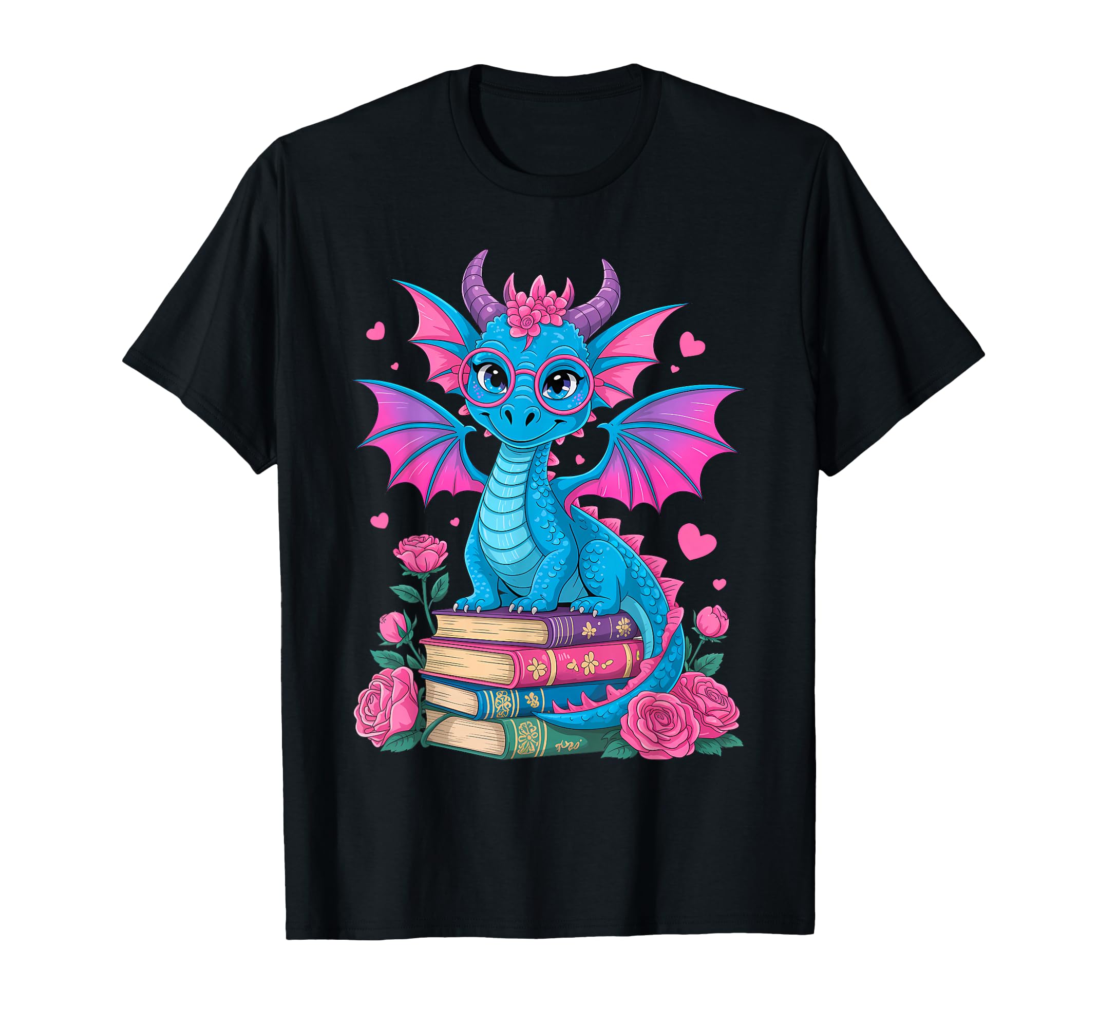 Dragons And Books Dragon Reading Book T-Shirt - Minimalist Print Unisex - T-Shirt, Sweatshirt, Hoodie