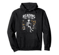 Reading Till End Skeleton Book Lover Hoodie - Minimalist Print Men Women - T-Shirt, Sweatshirt, Hoodie