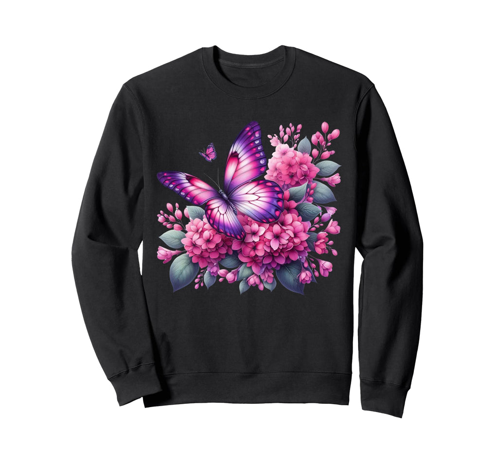 Floral Spring Flower Butterfly Sweatshirt - Minimalist Print Men Women - T-Shirt, Sweatshirt, Hoodie