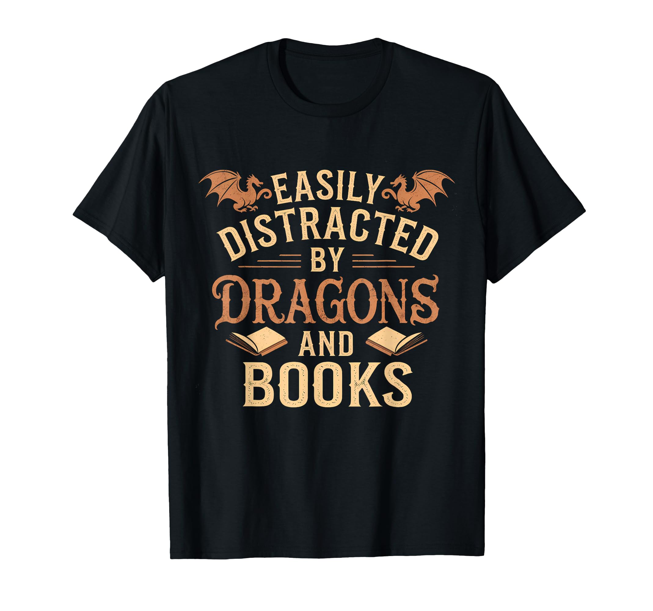 Easily Distracted Books Dragons Funny T-Shirt - Custom Art Print Men Women - T-Shirt, Sweatshirt, Hoodie