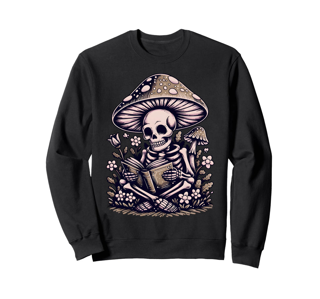 Floral Mushroom Skeleton Sweatshirt - Casual Everyday Wear Men Women - T-Shirt, Sweatshirt, Hoodie