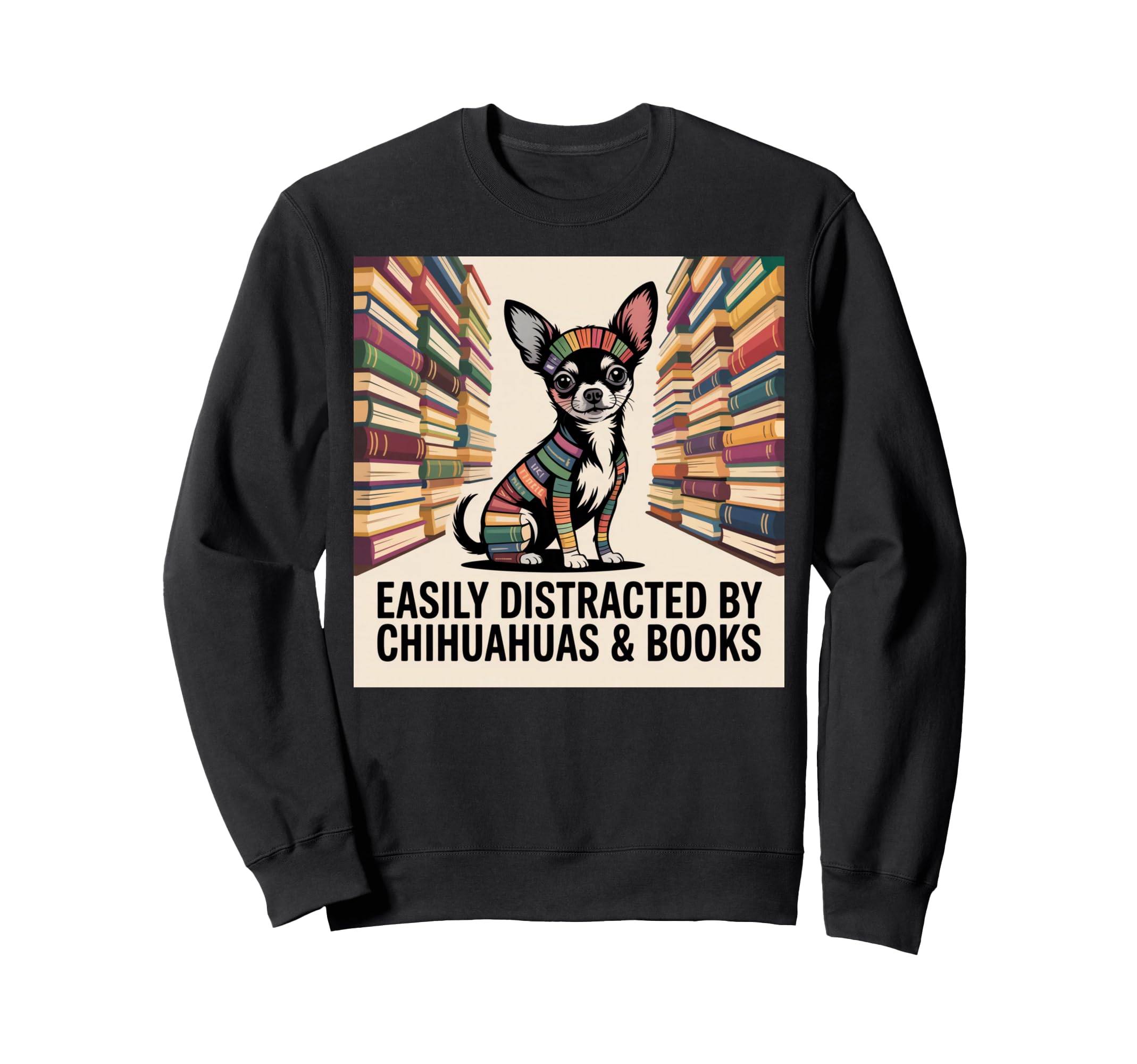 Chihuahua Decor Chihuahua Dog Books Sweatshirt - Graphic Print for Adults - T-Shirt, Sweatshirt, Hoodie