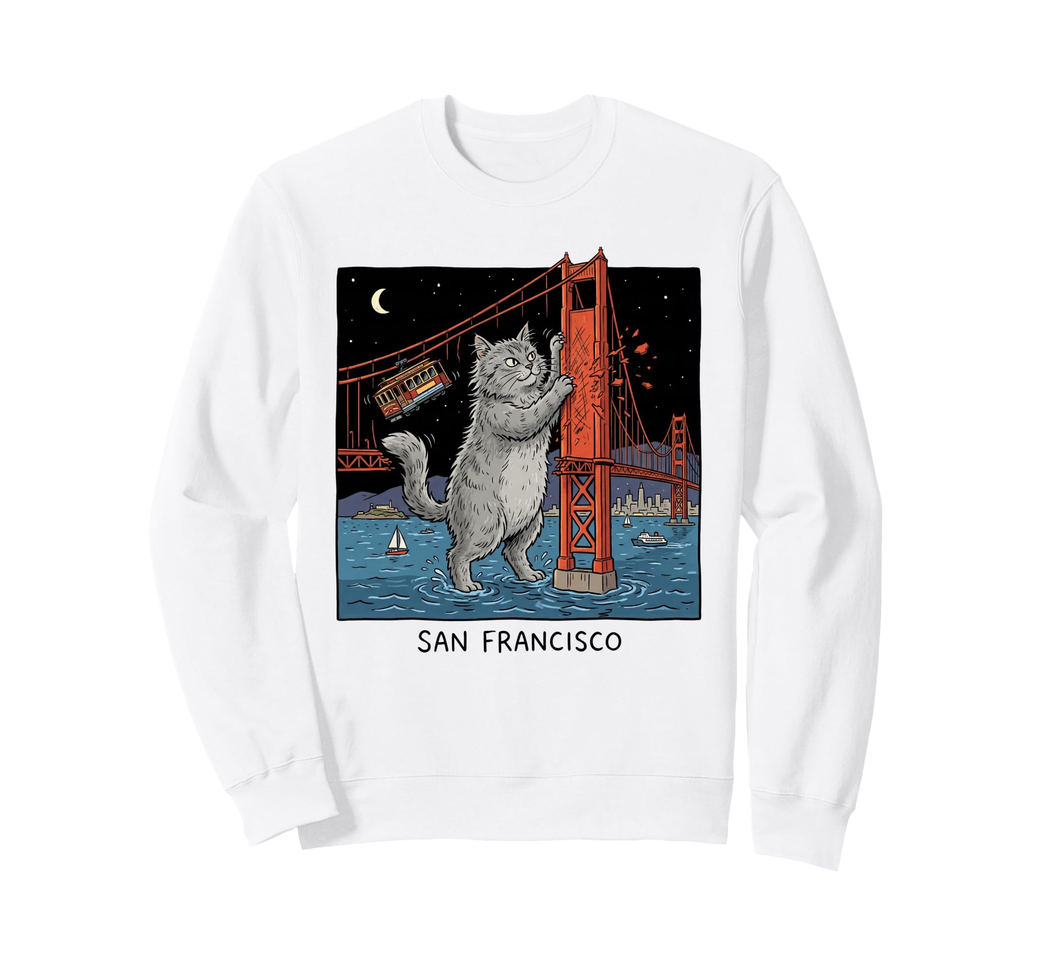 San Francisco Cat Golden Gates Sweatshirt - Minimalist Print Men Women - T-Shirt, Sweatshirt, Hoodie