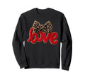 Valentine Love Coquette Leopard Bow Sweatshirt - Minimalist Print Unisex - T-Shirt, Sweatshirt, Hoodie