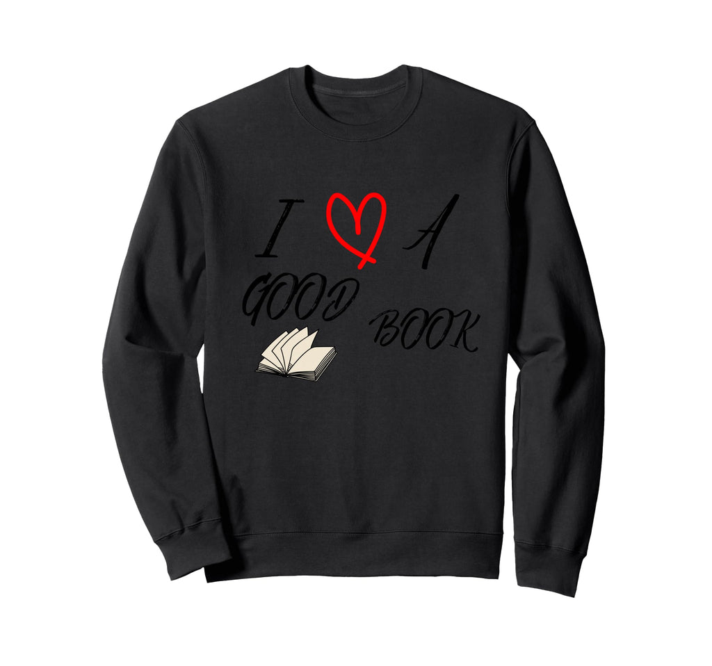 I Love Good Book Heart Open Book Sweatshirt - Minimalist Print Men Women - T-Shirt, Sweatshirt, Hoodie